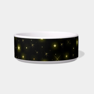 Personalised Gold and sparkles stars on black Bowl