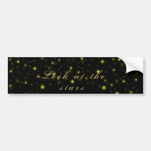Personalised Gold and sparkles stars on black Bum Bumper Sticker