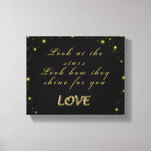 Personalised Gold and sparkles stars on black   Canvas Print