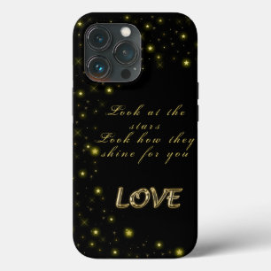 Personalised Gold and sparkles stars on black iPhone 13 Pro Case