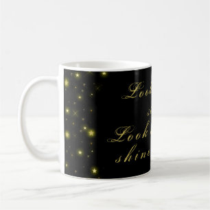 Personalised Gold and sparkles stars on black  Coffee Mug