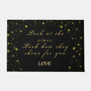 Personalised Gold and sparkles stars on black Doormat