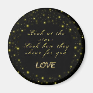 Personalised Gold and sparkles stars on black  Magnet