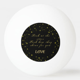 Personalised Gold and sparkles stars on black Ping Pong Ball
