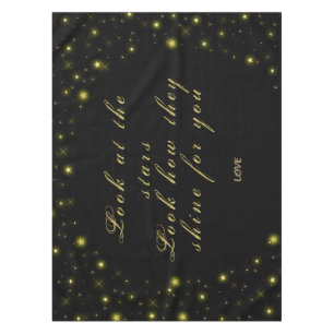 Personalised Gold and sparkles stars on black  Tablecloth