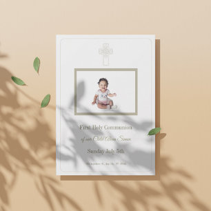 Personalised Gold and White First Holy Communion Invitation
