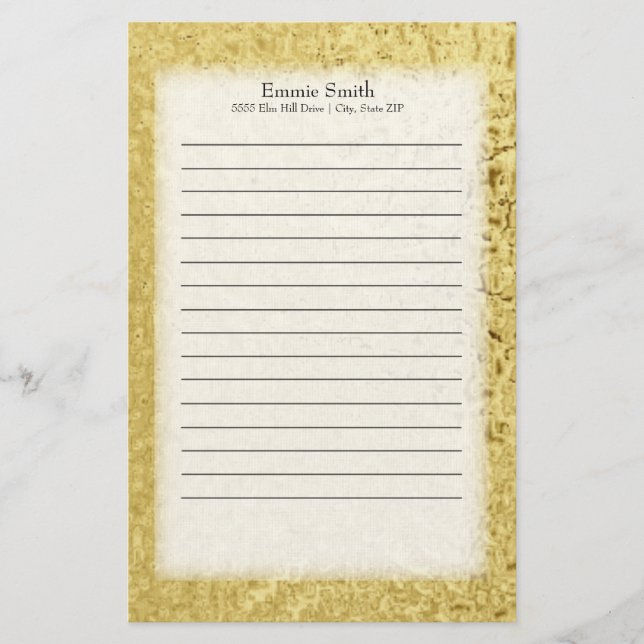Personalised Gold and White Stationery (Front)