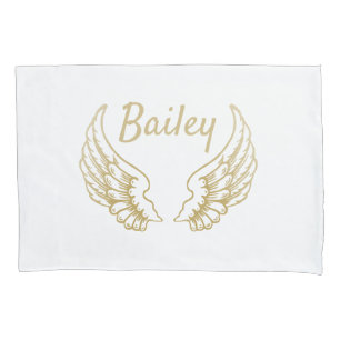PERSONALISED GOLD ANGEL WINGS PILLOWCASE