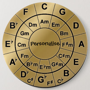 Personalised Gold Badge Music Lovers Chord Wheel