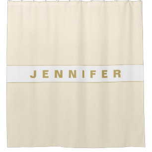 Personalised gold beige monogram  shower curtain