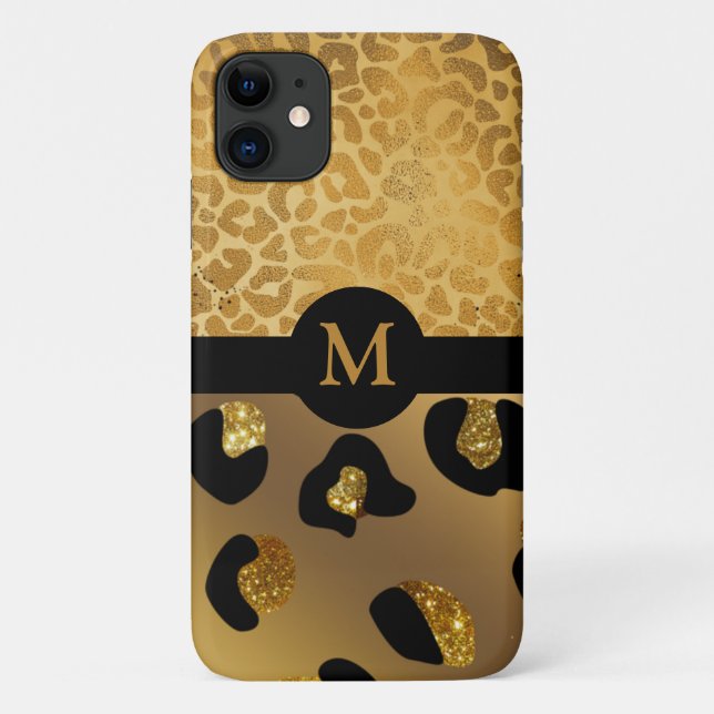 Personalised Gold & Black Animal Print Case-Mate i iPhone Case (Back)
