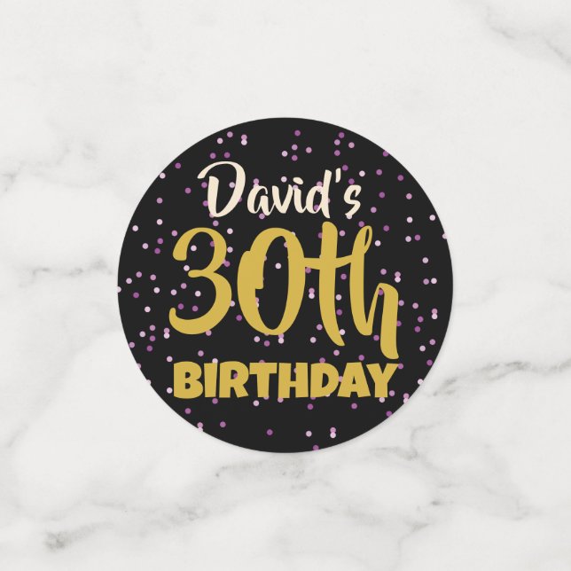 Personalised Gold & Black Birthday Confetti  (Small Front)