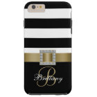 Personalised Gold, Black Bold Stripes Diamonds