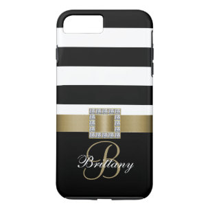 Personalised Gold, Black Bold Stripes Diamonds Case-Mate iPhone Case