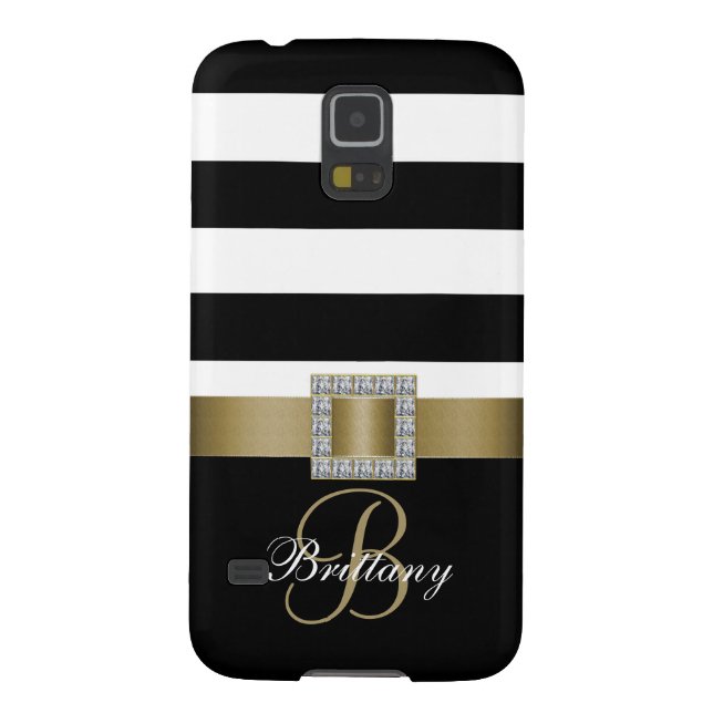 Personalised Gold, Black Bold Stripes Diamonds Case-Mate Samsung Galaxy Case (Back)