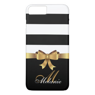 Personalised Gold, Black Bold Stripes Golden BOW Case-Mate iPhone Case