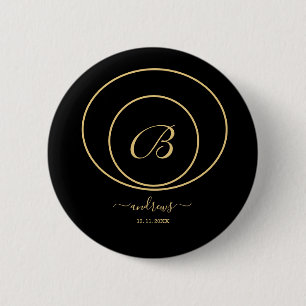 Personalised gold black Button