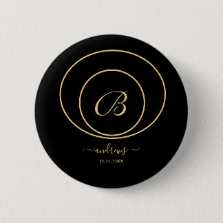 Personalised gold black Button