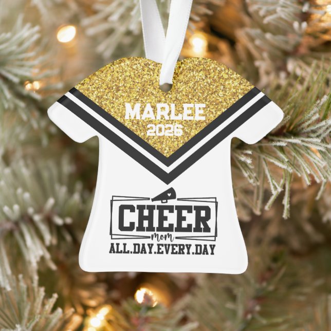 Personalised Gold & Black Cheer Mum Ornament  (Tree)