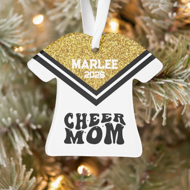 Personalised Gold & Black Cheer Mum Ornament  (Tree)