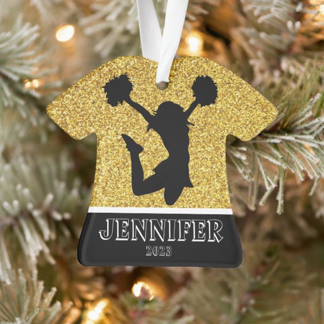 Personalised Gold & Black Cheerleading Ornament  (Tree)