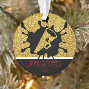 Personalised Gold & Black Cheerleading Ornament 