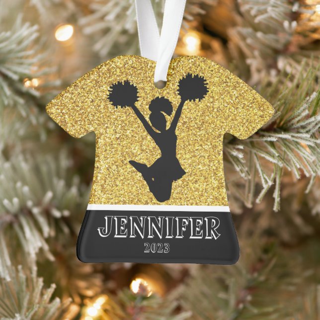 Personalised Gold & Black Cheerleading Ornament  (Tree)