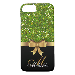 Personalised Gold, Black GREEN GLITTER  BOW Case-Mate iPhone Case