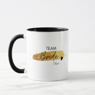Personalised Gold & Black Modern Chic Team Bride Mug