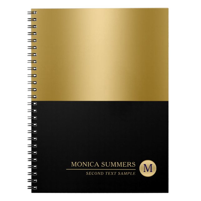 Personalised Gold & Black Splits-creen Notebook (Front)