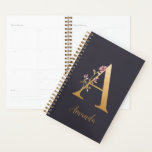 Personalised Gold Blue Elegant Floral Monogram A Planner<br><div class="desc">Personalised Gold Blue Elegant Floral Monogram A Planner *For this design, each letter has its own listing but you customise your name by clicking on "personalise this template." I am working on adding more letters; if yours is not listed yet, please message me and I can list it for you....</div>