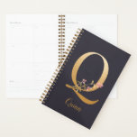 Personalised Gold Blue Elegant Floral Monogram Q Planner<br><div class="desc">Personalised Gold Blue Elegant Floral Monogram Q Planner *For this design, each letter has its own listing but you customise your name by clicking on "personalise this template." I am working on adding more letters; if yours is not listed yet, please message me and I can list it for you....</div>