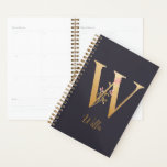 Personalised Gold Blue Elegant Floral Monogram W Planner<br><div class="desc">Personalised Gold Blue Elegant Floral Monogram W Planner *For this design, each letter has its own listing but you customise your name by clicking on "personalise this template." I am working on adding more letters; if yours is not listed yet, please message me and I can list it for you....</div>
