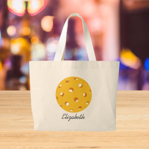 Personalised Gold Chic Pickleball Player Name Large Tote Bag
