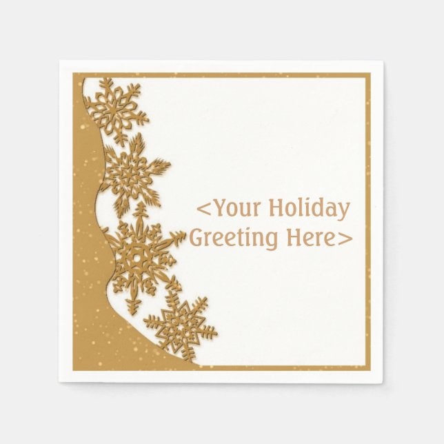 Personalised Gold Christmas Snowflake Napkins (Front)