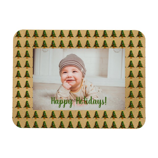 Personalised Gold Christmas Tree  Magnet (Horizontal)