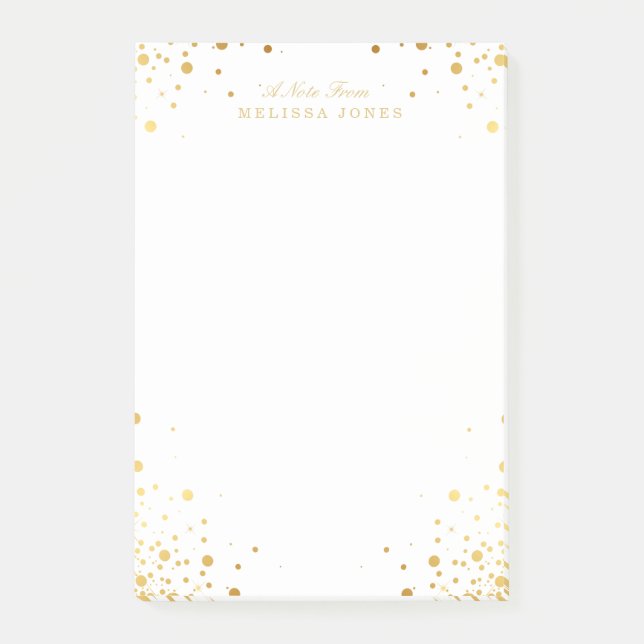 Personalised Gold Confetti Dots Post-it Notes (Front)