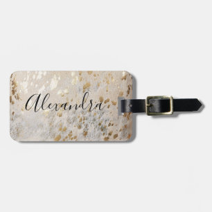Personalised Gold Cowhide Print Luggage Tag
