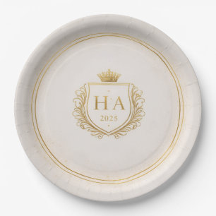 Personalised Gold Crest Paper Plates