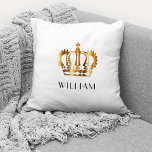 Personalised Gold Crown White Cushion<br><div class="desc">Personalised Personalised Gold Crown White Throw Pillow.</div>