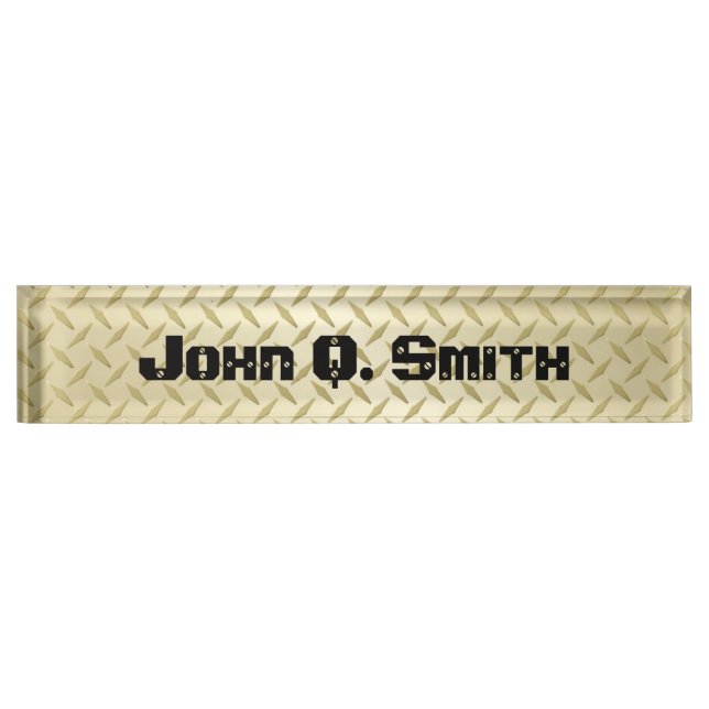 Personalised Gold Diamond Plate Nameplate (Front)
