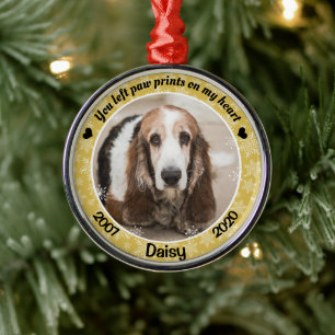 Personalised Gold Dog Memorial Metal Tree Decoration