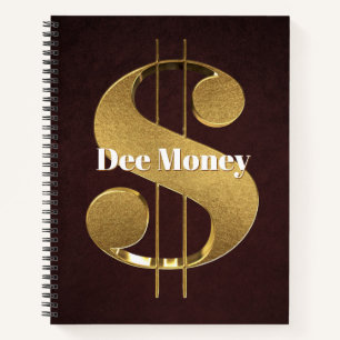Personalised Gold Dollar Sign Notebook