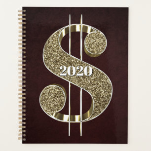 Personalised Gold Dollar Sign Planner