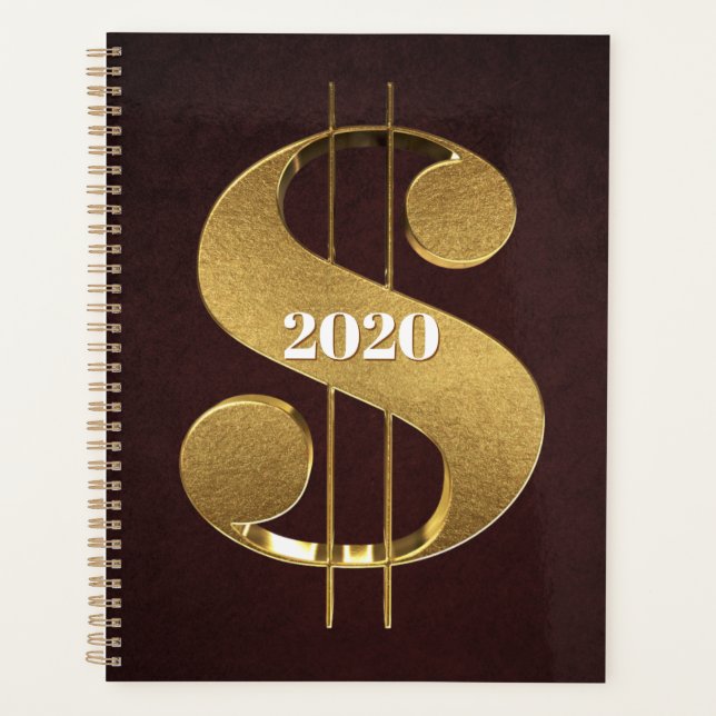 Personalised Gold Dollar Sign Planner (Front)