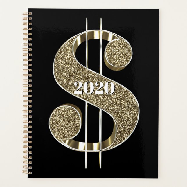 Personalised Gold Dollar Sign Planner (Front)