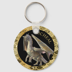 Personalised Gold Dragon  Key Ring