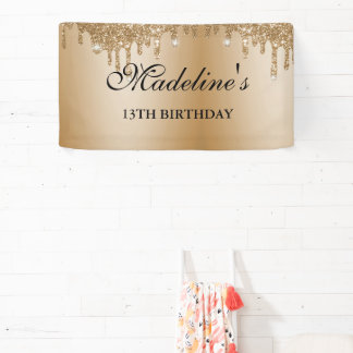 Personalised Gold Dripping Glitter Banner