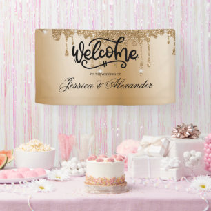 Personalised Gold Dripping Glitter Banner