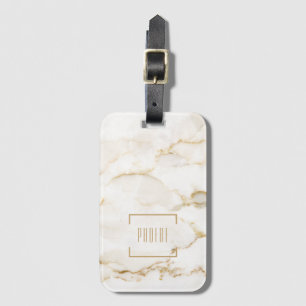 Personalised Gold Effect Marble Name Luggage Tag